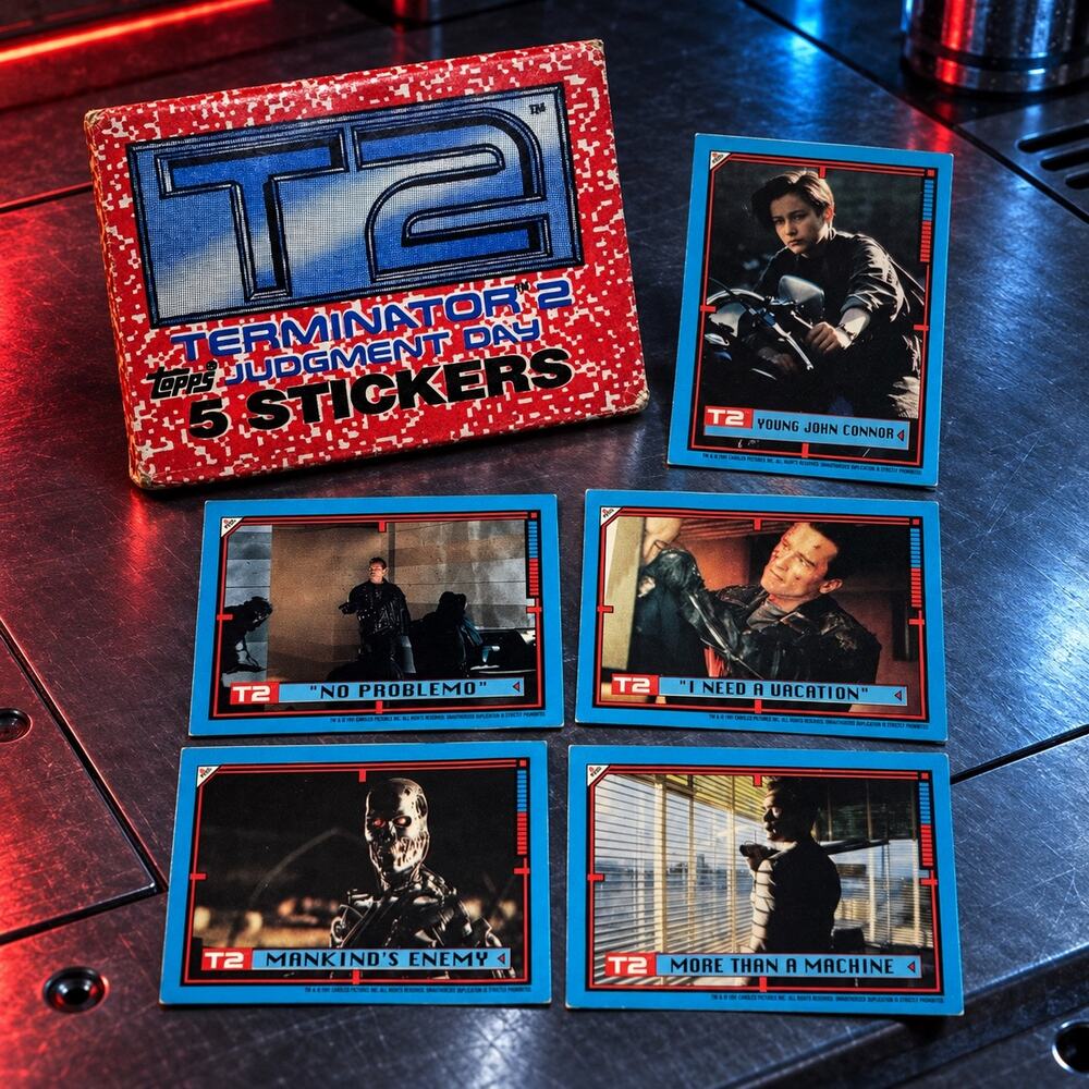 1991 Topps Terminator 2 Judgment Day 5 Stickers T2 Movie Cards w/ Wrapper